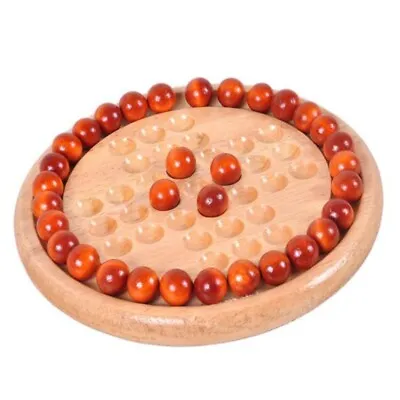 Wooden Solitaire Board Game Marble Child Educational Classic Fun Traditional Toy • $7.19