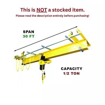 R&m Qlp 1/2 Ton 30' Span Under Running Single Girder Overhead Push Crane Kit • $4650