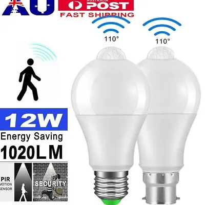1-10X LED PIR Motion Sensor Light Bulbs E27 B22 12W Smart Detector Globe Lamp • $5.59