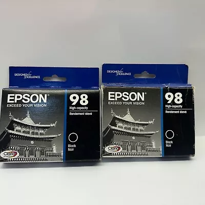 2 Epson 98 Ink Cartridges High Capacity Blk Ink  High Definition T098120 Expired • $55