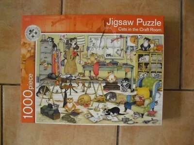 M&s - Cats In The Craft Room - Linda Jane Smith - 1000 Piece Jigsaw Puzzle • £4.50