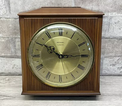 Vintage Metamec Quartz - Mahogany & Brass - Square Wall Clock - Fully Working • £17.99