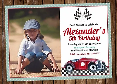 Vintage Race Car Birthday Party Invitation Car Racing Digital Or Printed • $8.99