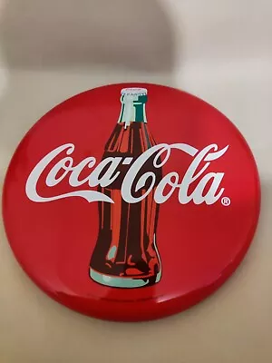 Coca Cola Button Sign 12 Inch Metal Coke Bottle Sign Advertisement Vintage • £99.99