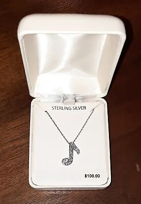 NEW WITH TAG Solid 925 Sterling Silver Quarter Music Note Pendant Necklace Chain • $13.99