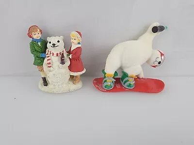 Lot Of 2  Ornament Coca-Cola Polar Bear Snowboard & Town Square Collection  • $10.99
