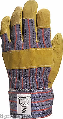 12 Pairs Delta Plus Venitex DC103 Cowhide Canadian Rigger Safety Gloves Docker • £23.95