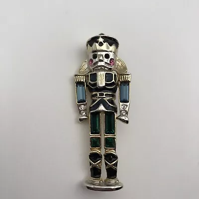 ~ Vintage Monet Christmas Nutcracker Soldier Rhinestone Brooch / Pin  2” • $19.99