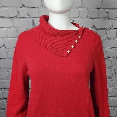 Mainbocher Red Cashmere Funnel Neck Sweater Women's XL • $40