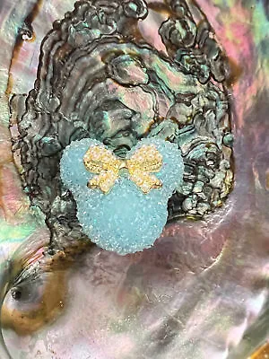 (1) PC- Sky Blue Mouse Head With Metal Gold/Pearls Bow Gummy Sugar Beads • $3