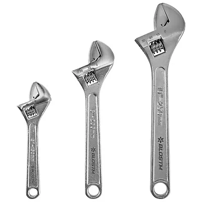 BLOSTM Heavy Duty Adjustable Wrenches Spanners Set 3PC 6  8  10  Shifting Tool • £12.99