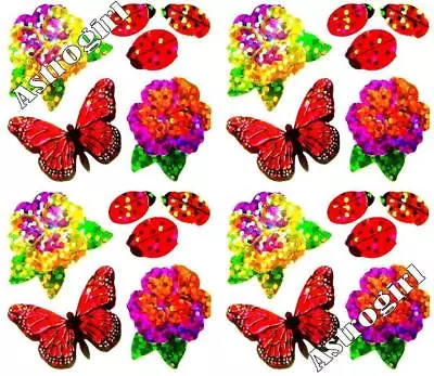 ~ Sparkle Butterfly Butterflies Flowers Ladybug Hambly Studio Glitter Stickers ~ • £1.55