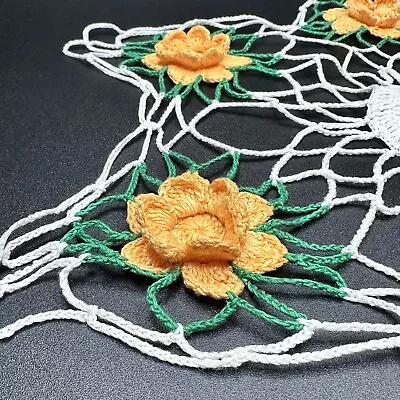 LOT OF 6 Vtg Handmade Crochet Doilies Mat Hot Pad 3D Flowers Roses Daffodils • $5.49