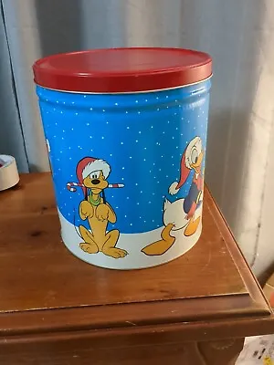 Vintage Disney Mickey Donald Minnie Daffy And Pluto Metal Christmas Tin EUC • $14.95