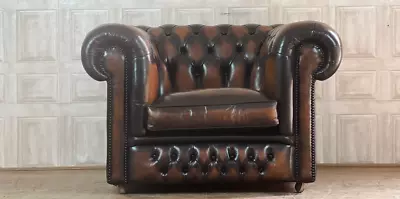 SUPERB Brown Leather Chesterfield Club Chair Armchair #72 *FREE DELIVERY* • £395