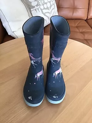 Joules Welly Rain Boots Boys Girls Kids Unicorns Navy US 2Y Big Kids • $9.99