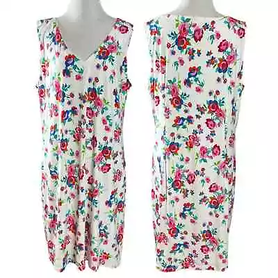 Karl Lagerfeld Paris Sleeveless Rose Floral V Neck A Line Dress 14 • $30