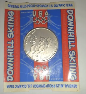 1984 General Mills Nagano Olympics Downhill Skiing Silver Medal In Package • $4.25