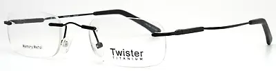 TWISTER #8 MAT BLK Black Mens Rectangle Rimless Eyeglasses 50-19-140 B:29.4 • $29.99