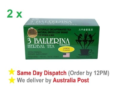 2 X 3 Ballerina Herbal Tea EXTRA STRENGTH 18 Teabags LEMON Flavour • $24.95