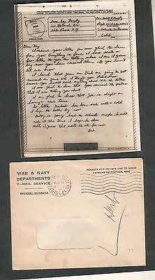 C May 1944 WWII V Mail Letter/cover Pfc Herbert W Murphy 305 FA BN APO 77 Hawaii • $10