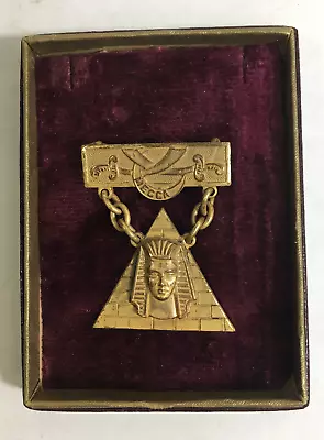 Antique Masonic Pin - Mecca Temple - Bronze Or Brass - CG Braxmar Mark - Origina • $38