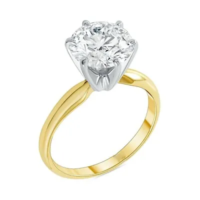 £69 • Buy 2.80 Ct Round Cut White Diamond Engagement Wedding Ring 14k Yellow Gold Finish