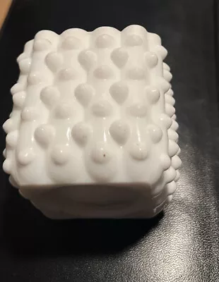 Vintage Hobnail White Milk Glass Candle Tea Light Toothpick Holder 2.5” Square • $4.99