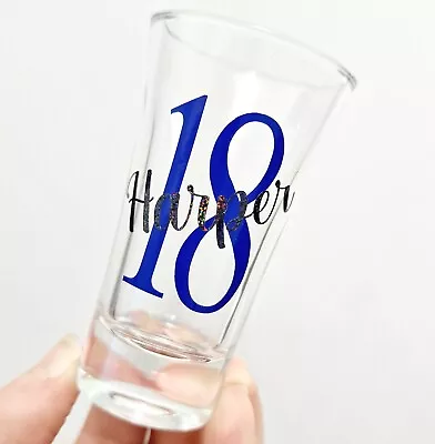 Personalised Birthday Shot Glass Gift Idea Her/Him 18th 21st 30th 40th Milestone • £7.50