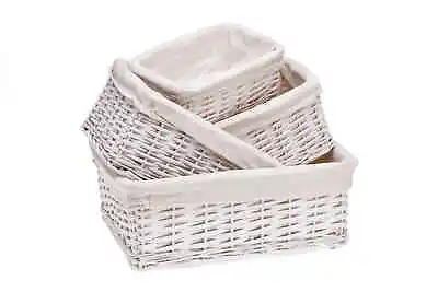 £12 • Buy WHITE Lined DELUXE Wicker Basket Create Christmas Gift Hamper Storage Decor Home