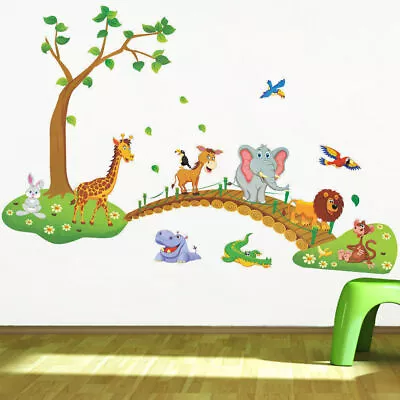 Cartoon Animal Tree Wall Stickers Nursery Baby Kids Room Decal Art Removable UK • £7.39