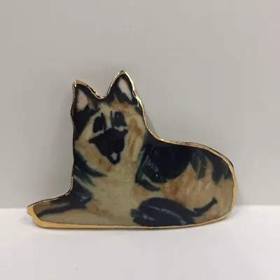 Vintage Ceramic German Shepherd Dog Brooch/Pin  • $15.99