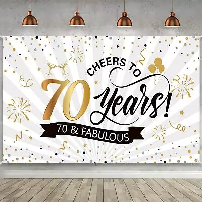 Happy 70th Birthday Backdrop Background Banner Large Men Women 70th Anniversa... • $15.61