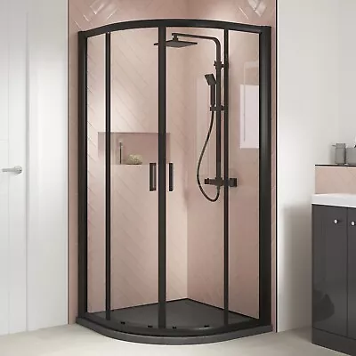 Black Matt Bathroom Quadrant Shower Enclosure Corner 800mm Slate Tray Modern • £319.95