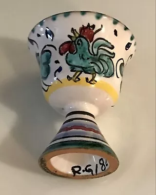 VTG Orvietano Ceramics Italy Deruta Rooster Pedestal Egg Cup Bowl Signed R.G/82 • $9.90