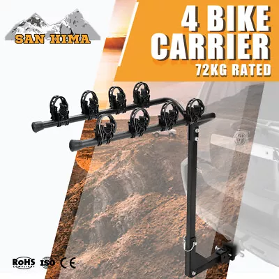 SAN HIMA 4 Bicycles Bike Rack Carrier For Car Rear 2inch Towbar Hitch Mount 72KG • $79.95