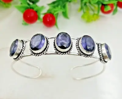 Amethyst  Gemstone Handmade 925 Sterling Silver Jewelry Cuff Bracelet • $14.44