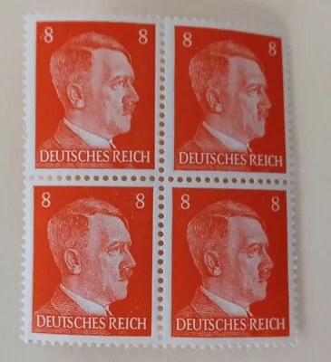 £3.59 • Buy Block Of 4 Hitler Stamps, Germany World War 2 Military Memorabilia, German Ww2