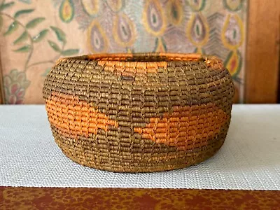 Vintage Native American Style Imbricated Hand Woven Basket • $95