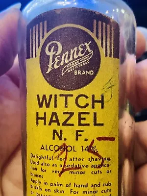 Vintage Witch Hazel N.F. Pennex Bottle Pittsburgh PA Metal Cap W/Logo 6.5  Tall • $15.28