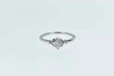 10K Princess Diamond Cluster Vintage Promise Ring White Gold *47 • $139.95