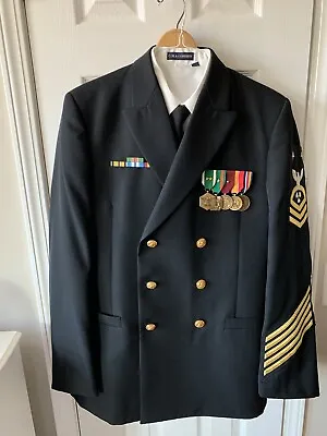 Vintage US Navy Master Chief Petty Officer MCPO Service Dress Blue Uniform 42L • $149.99