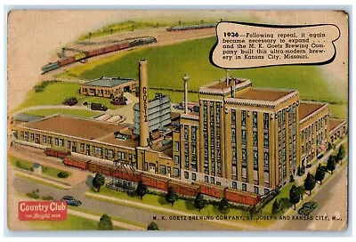 1936 Kansas City Plant MK Goetz Brewing Company Beer St. Joseph MO Postcard • $29.95