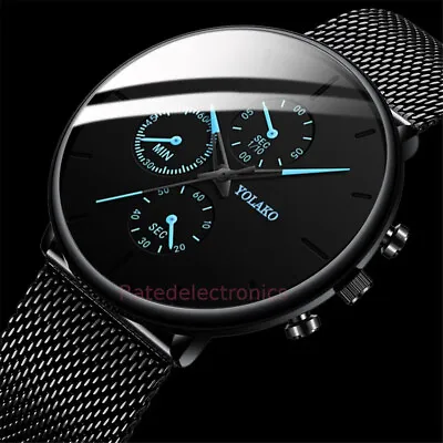 Men's Watches Quartz Movement Wristwatch Casual Slim Mesh Steel Waterproof Sport • $10.13