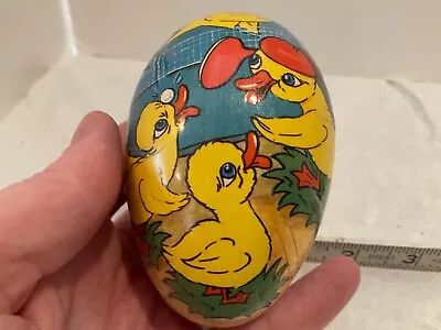 Vintage Paper Mache East Germany Easter Egg Chicks Candy Container 4” • $4.99