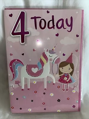 4th Birthday Card Girl / Birthday Card 4 Year Old Girl - 2 Styles • £1.29