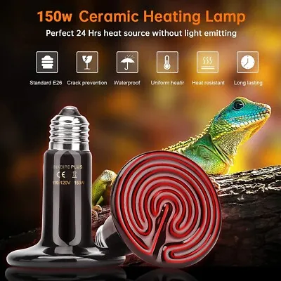 150W 2-Pack Ceramic Heat Emitter Reptile Heating Lamp Bulb Brooder Coop Heater • $11.69