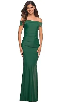 La Femme 30422 Off The Shoulder Elegant Long Evening Gown Sz 12 Emerald $368 • $150.40