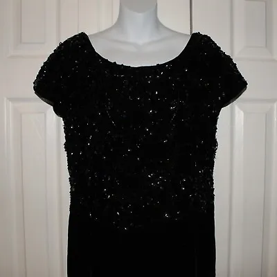 Vintage Dora Black Boutique Toronto Custom Sequins Beads Velvet Long Dress • $75