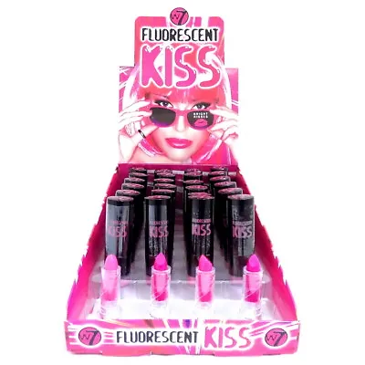 £14.95 • Buy 24 W7 Fluorescent Kiss Lipsticks On Display Party Shades Wholesale Clearance New
